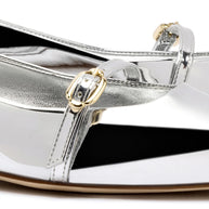 Larroude Irene Flat In Silver Specchio