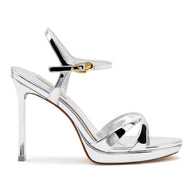 Larroude Angelina Sandal In Silver Specchio