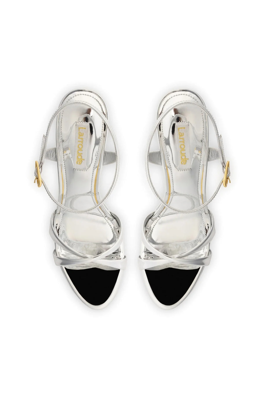 Larroude Angelina Sandal In Silver Specchio