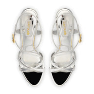 Larroude Angelina Sandal In Silver Specchio