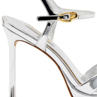 Larroude Angelina Sandal In Silver Specchio
