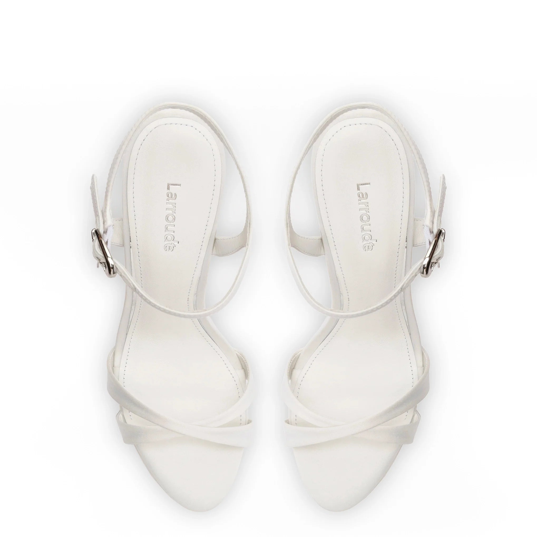 Larroude Angelina Sandal In White Satin