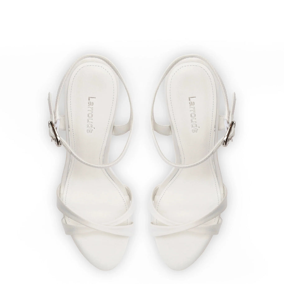 Larroude Angelina Sandal In White Satin