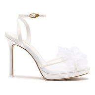 Larroude Salma Platform Sandal In White Satin
