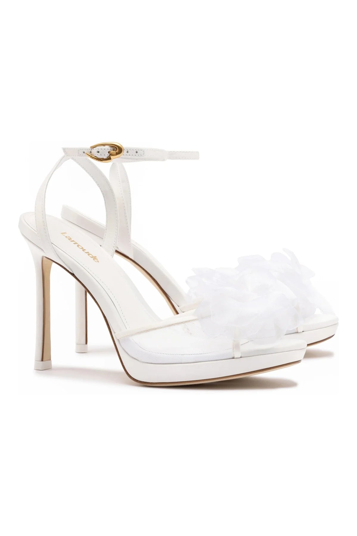 Larroude Salma Platform Sandal In White Satin