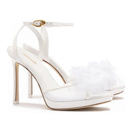 Larroude Salma Platform Sandal In White Satin