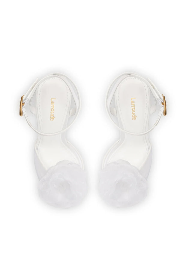 Larroude Salma Platform Sandal In White Satin