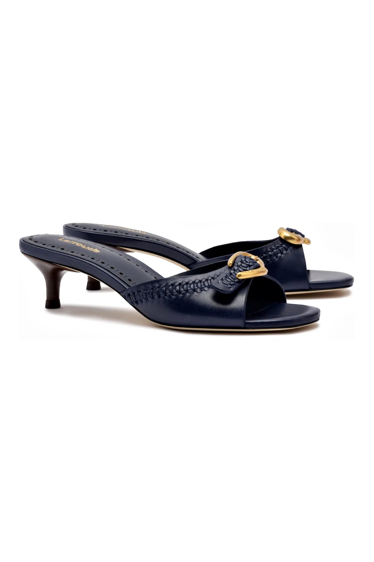 Larroude Verona Mule In Navy Leather