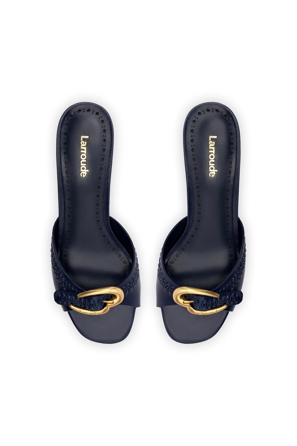 Larroude Verona Mule In Navy Leather