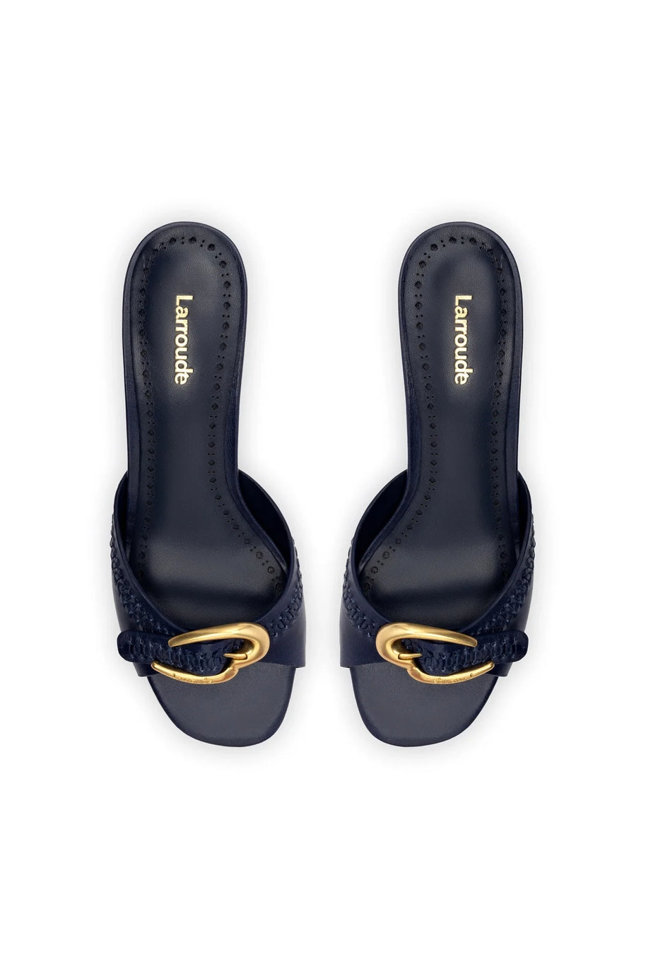 Larroude Verona Mule In Navy Leather