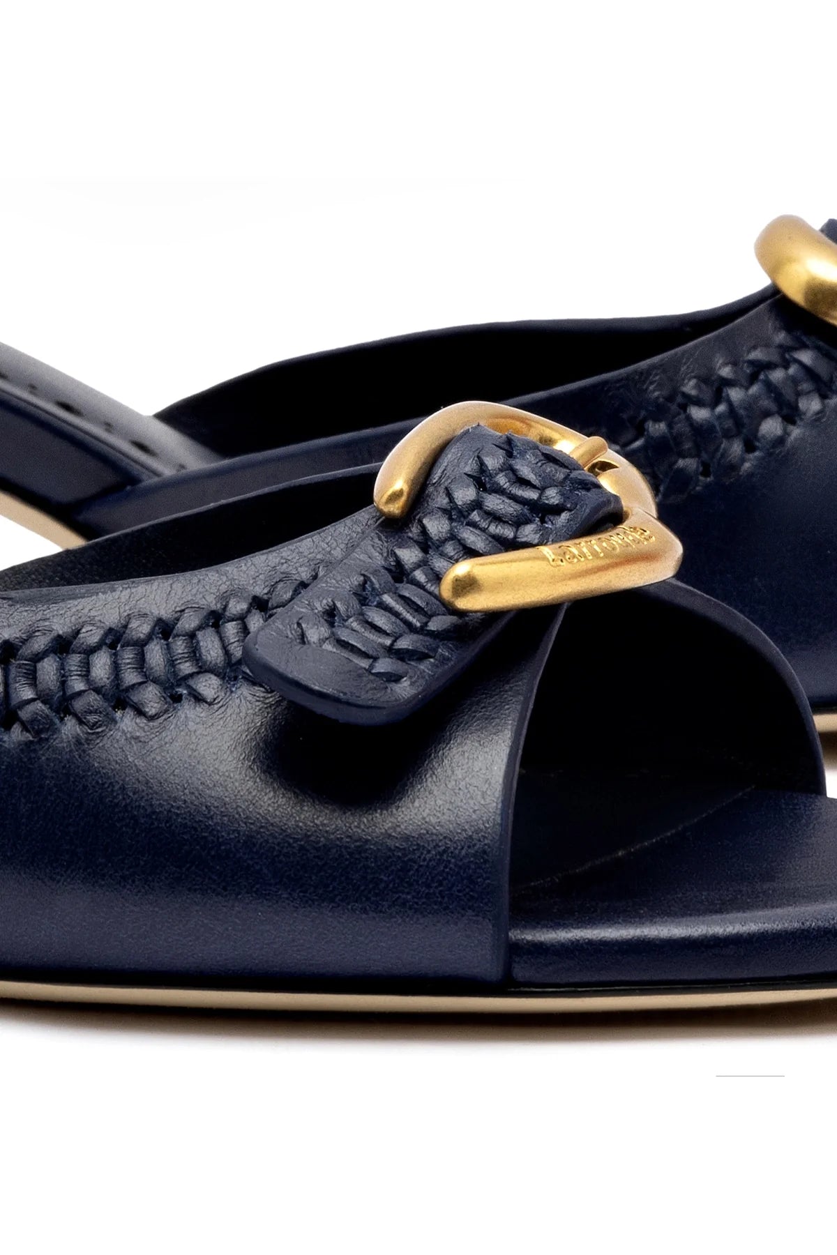 Larroude Verona Mule In Navy Leather