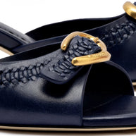 Larroude Verona Mule In Navy Leather