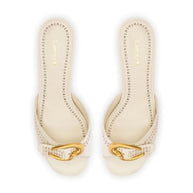 Larroude Verona Mule In Ivory Leather