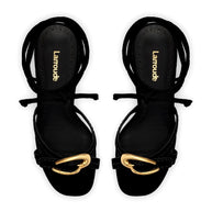 Verona Strappy Sandal In Black Suede
