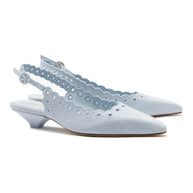 Larroude Florence Broderie Pump In Maya Denim