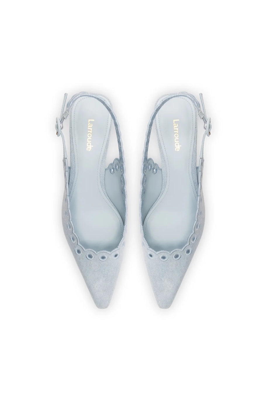 Larroude Florence Broderie Pump In Maya Denim