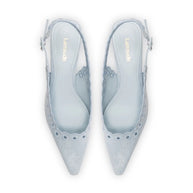 Larroude Florence Broderie Pump In Maya Denim