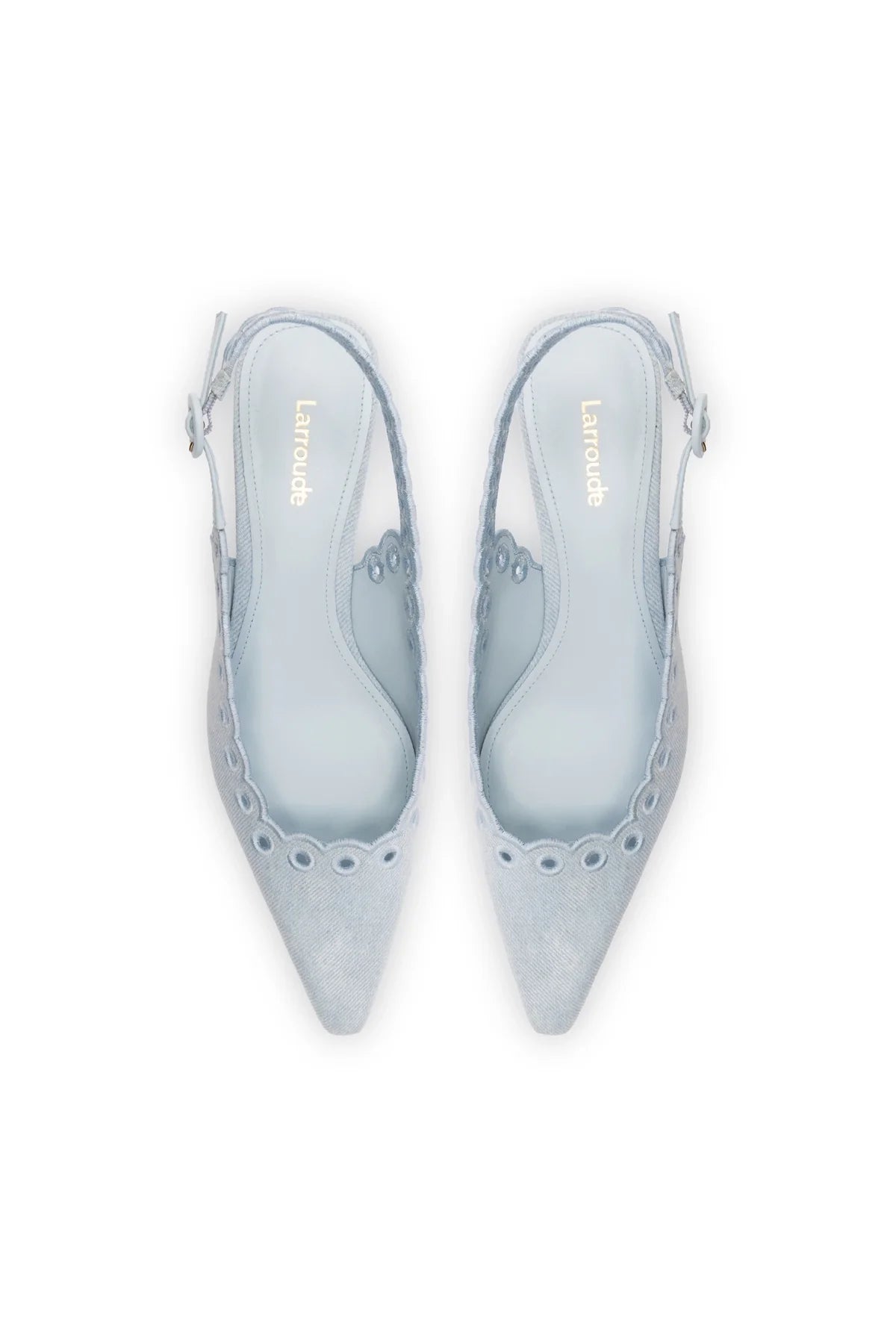 Larroude Florence Broderie Pump In Maya Denim
