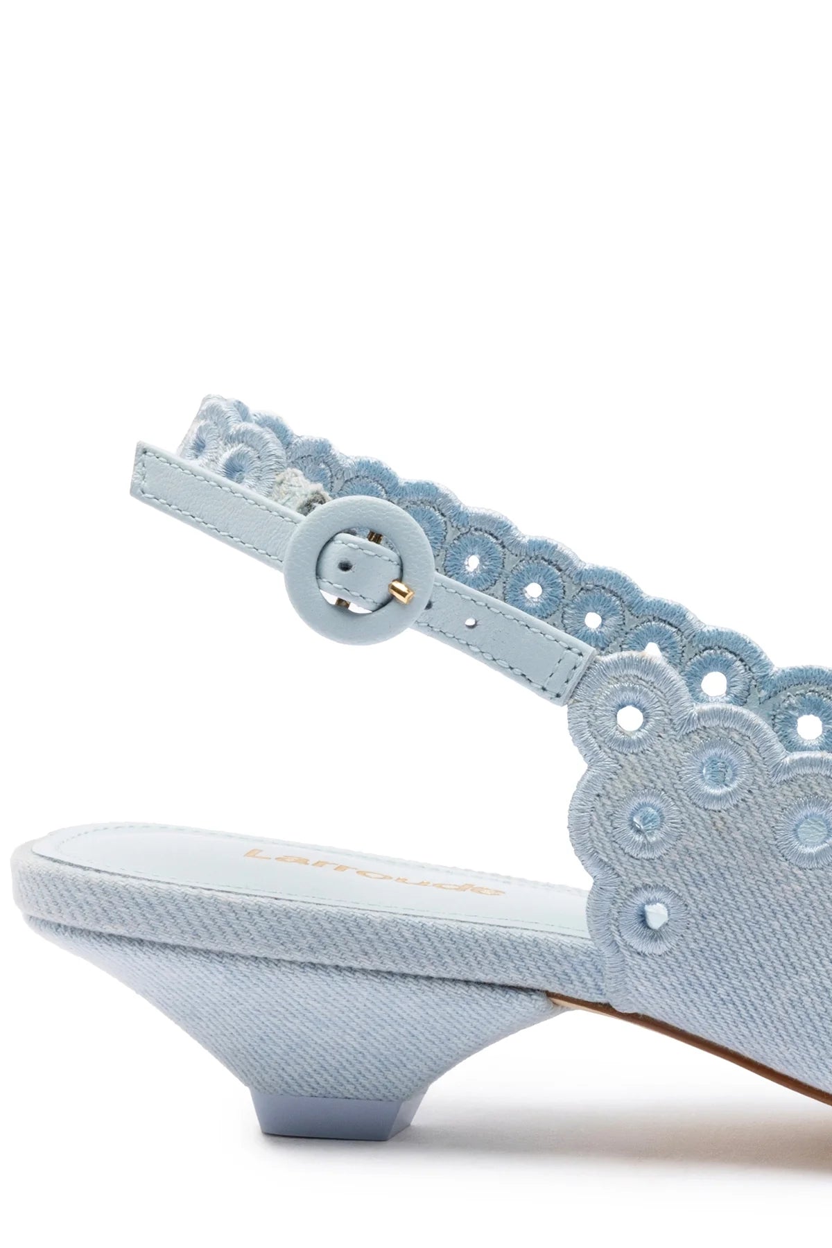 Larroude Florence Broderie Pump In Maya Denim