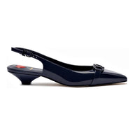 Larroude Franca Pump In Navy Patent Leather