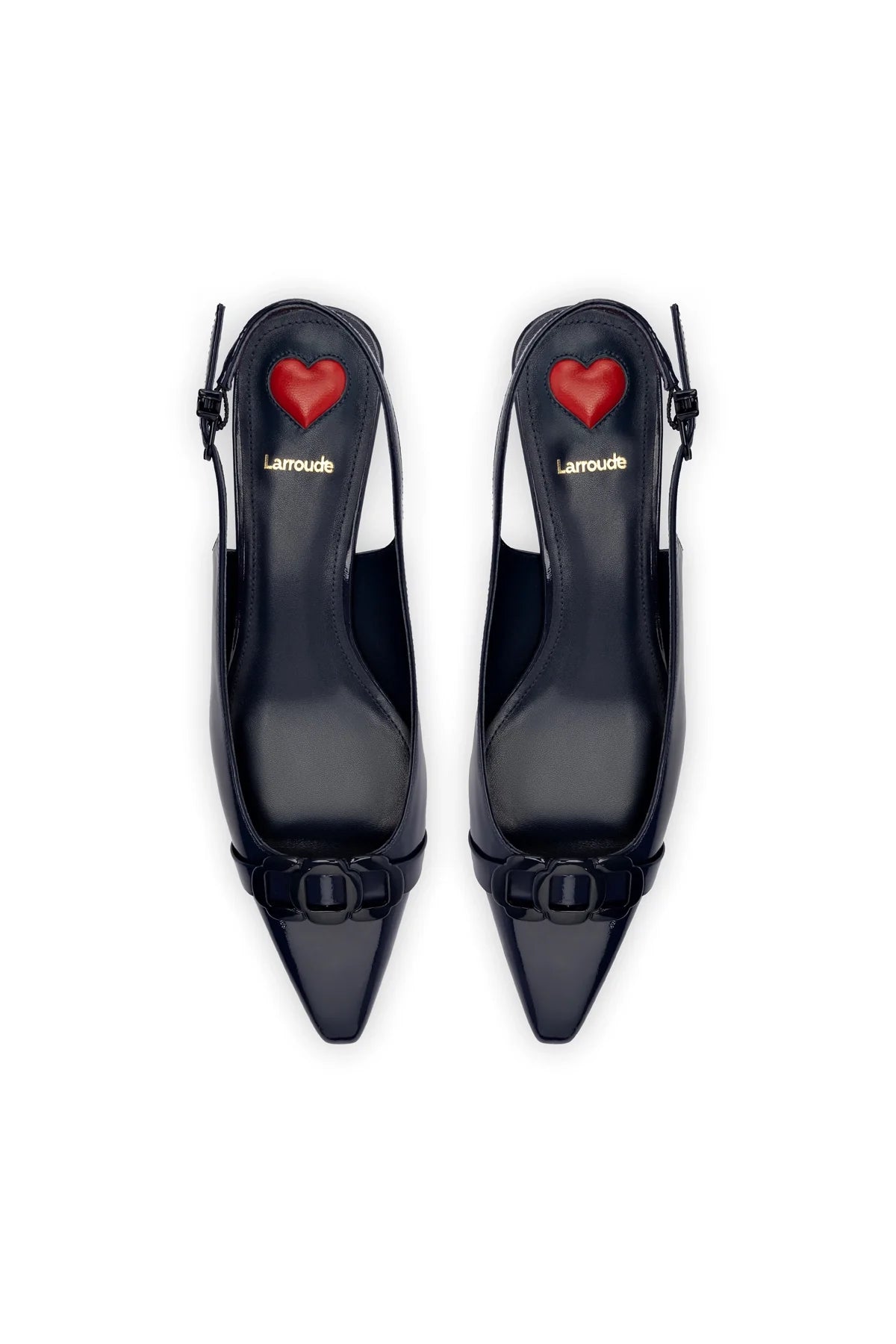 Larroude Franca Pump In Navy Patent Leather