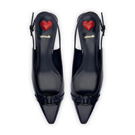 Larroude Franca Pump In Navy Patent Leather