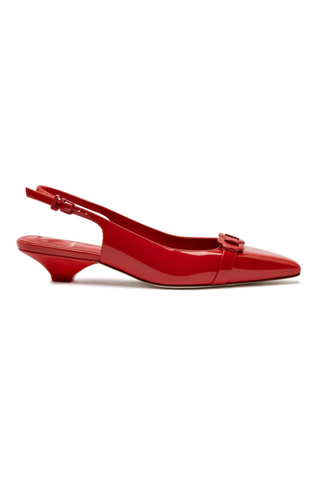 Larroude Franca Pump In Scarlet Patent Leather