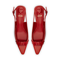 Larroude Franca Pump In Scarlet Patent Leather
