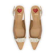 Larroude Franca Pump In Tan Patent Leather