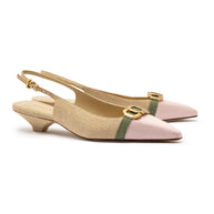 Larroude Franca Pump In Beige Raffia