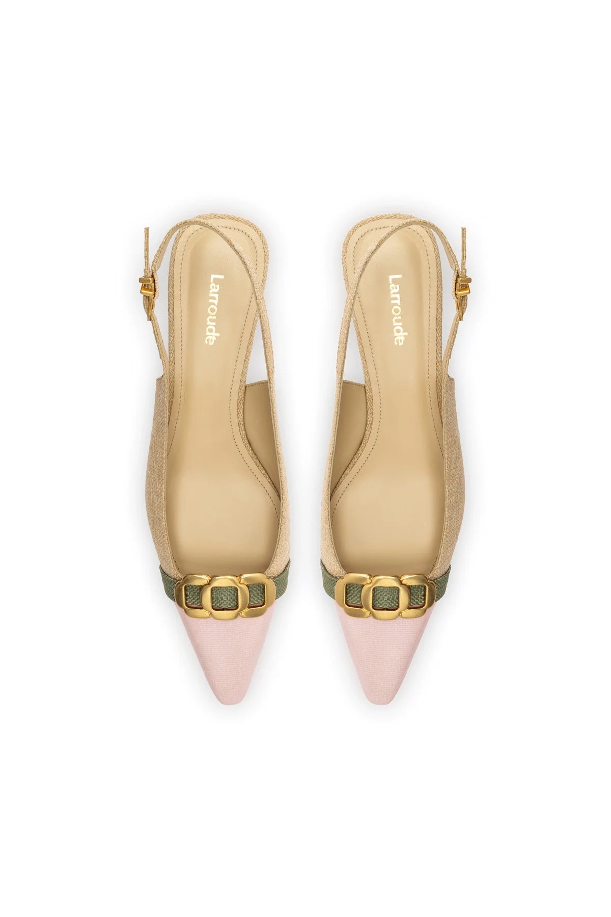 Larroude Franca Pump In Beige Raffia