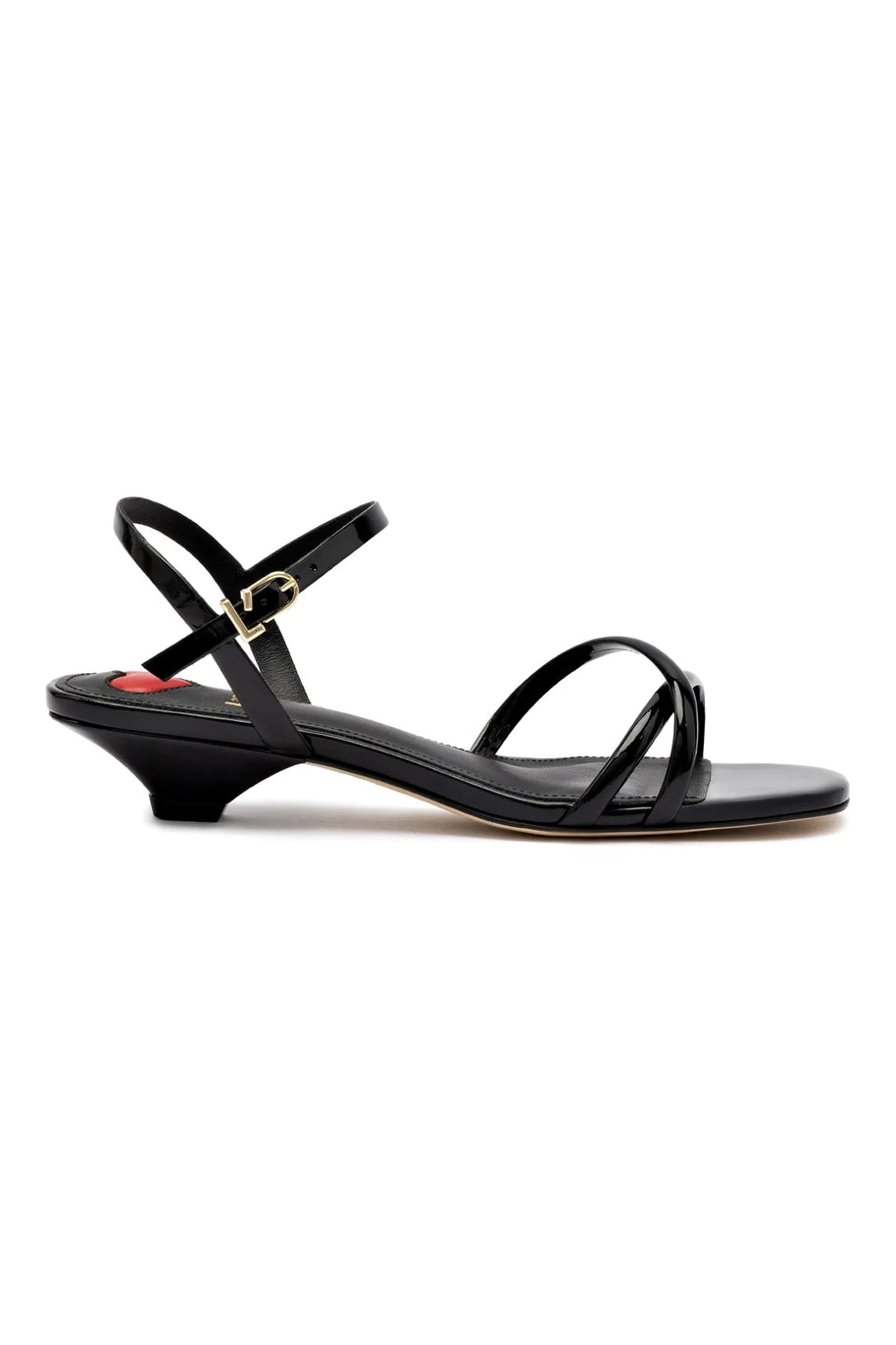 Larroude Charlotte Sandal In Black Patent Leather