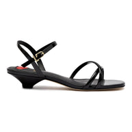 Larroude Charlotte Sandal In Black Patent Leather