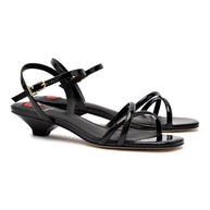 Larroude Charlotte Sandal In Black Patent Leather