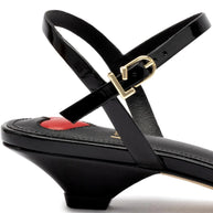 Larroude Charlotte Sandal In Black Patent Leather