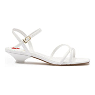 Larroude Charlotte Sandal In White Patent Leather