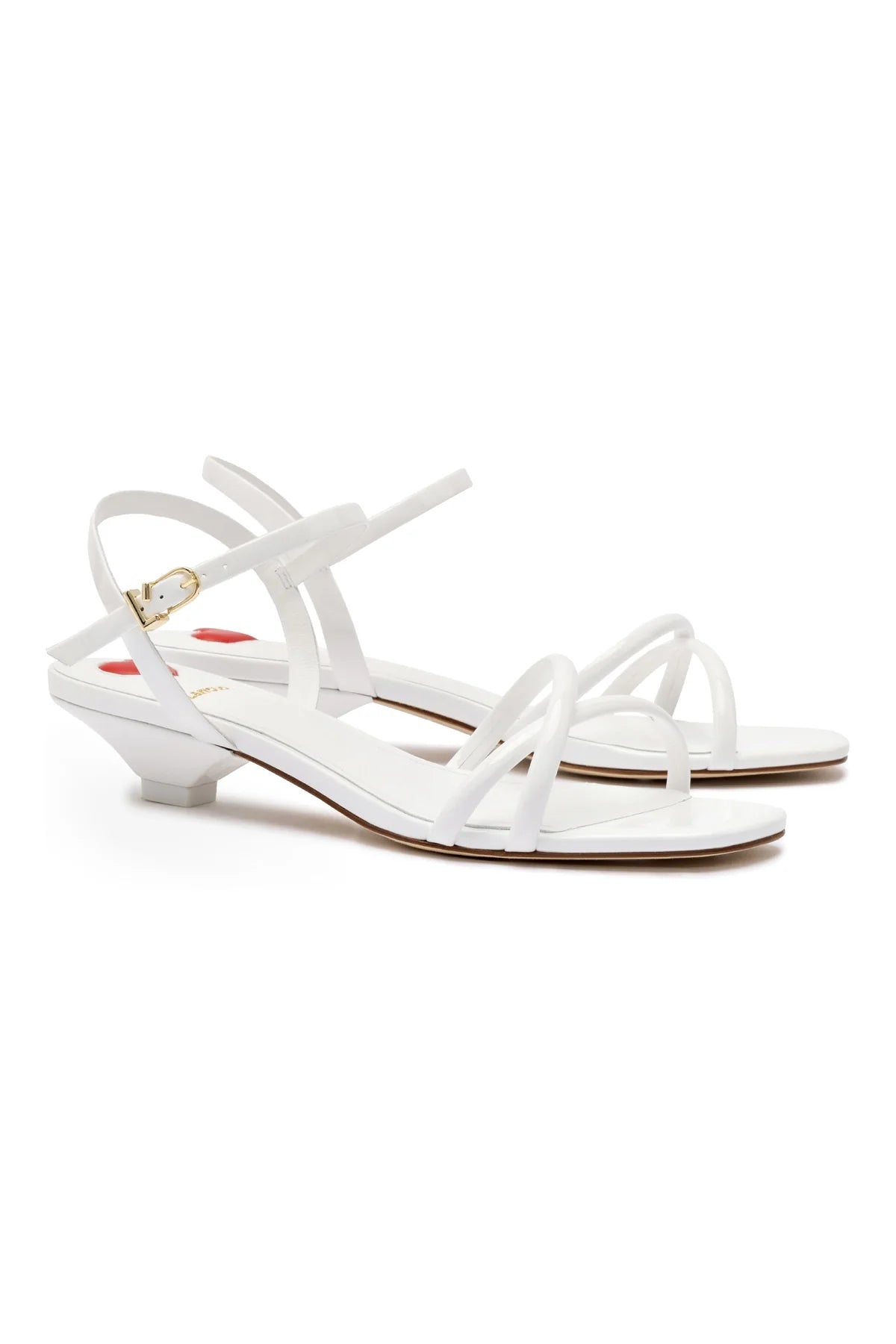 Larroude Charlotte Sandal In White Patent Leather