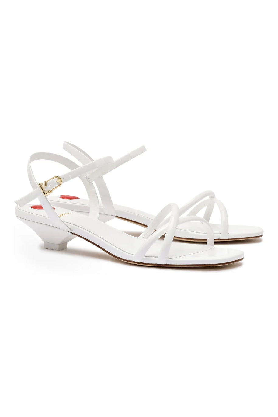 Larroude Charlotte Sandal In White Patent Leather