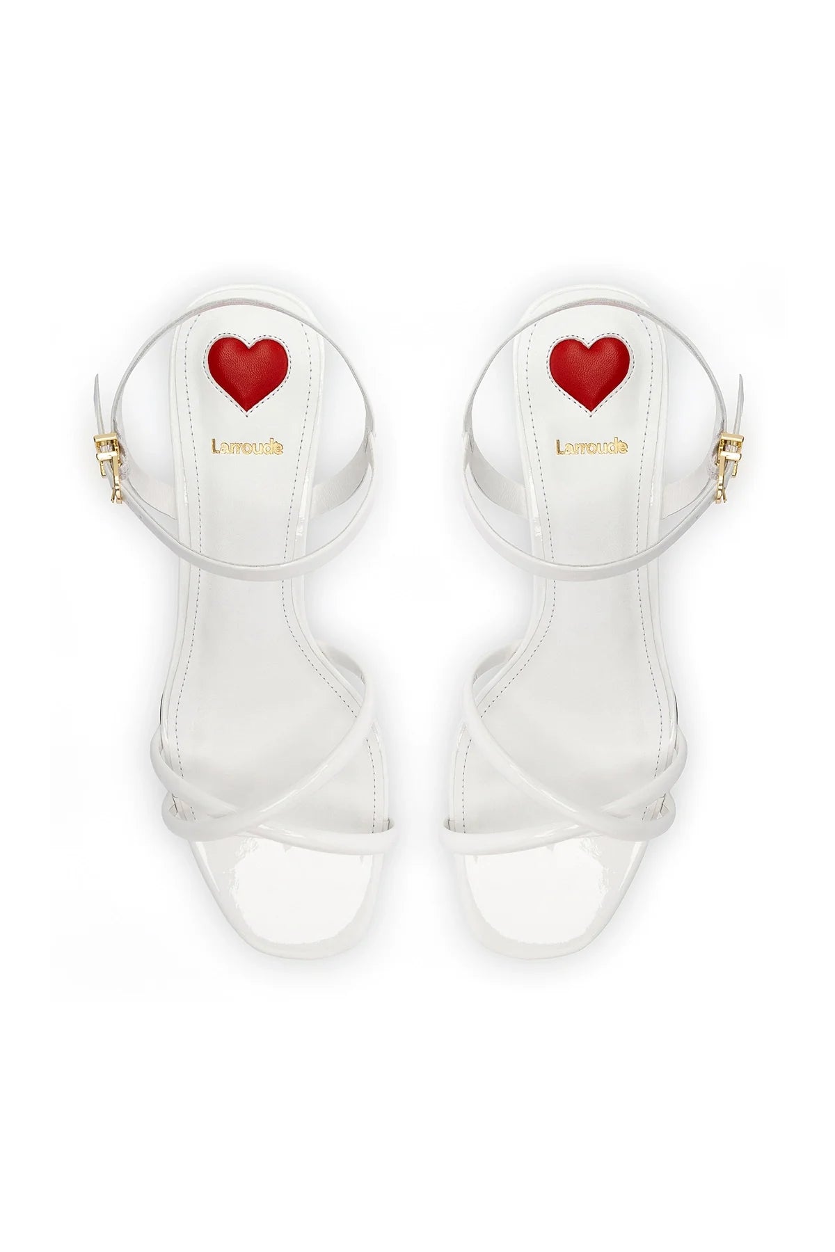 Larroude Charlotte Sandal In White Patent Leather