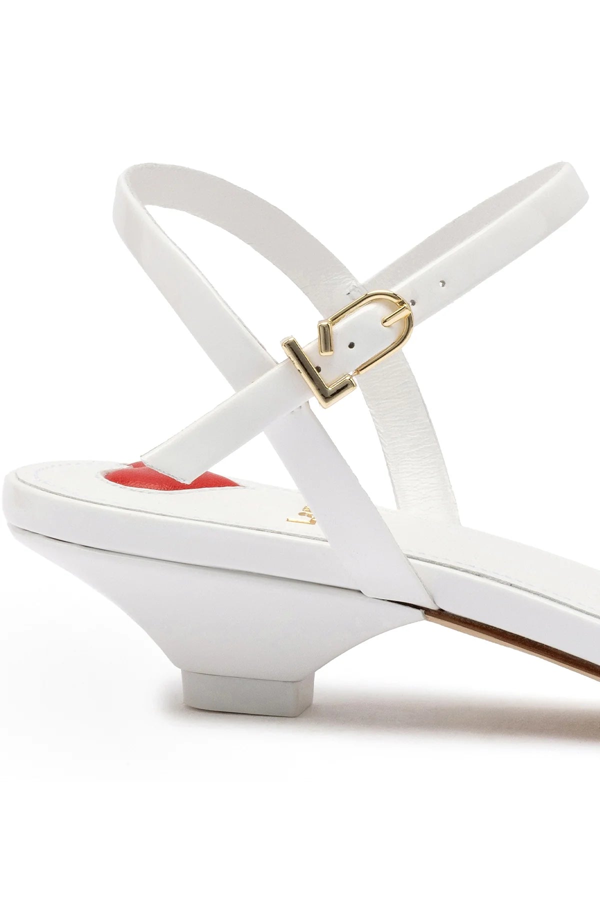 Larroude Charlotte Sandal In White Patent Leather
