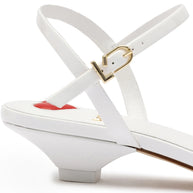 Larroude Charlotte Sandal In White Patent Leather