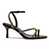 Larroude Milanina Mini Sandal In Black Leather