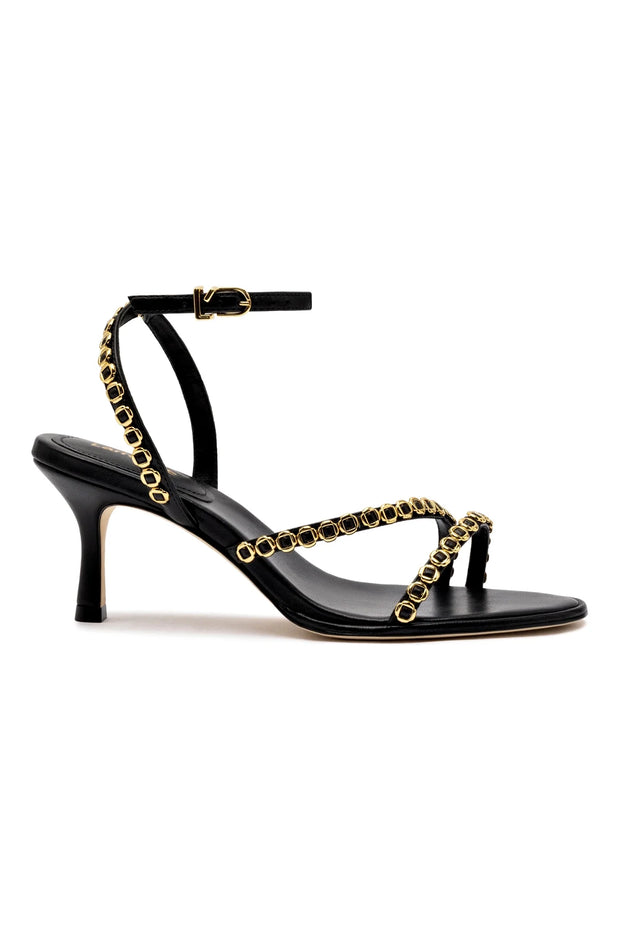 Larroude Milanina Mini Sandal In Black Leather