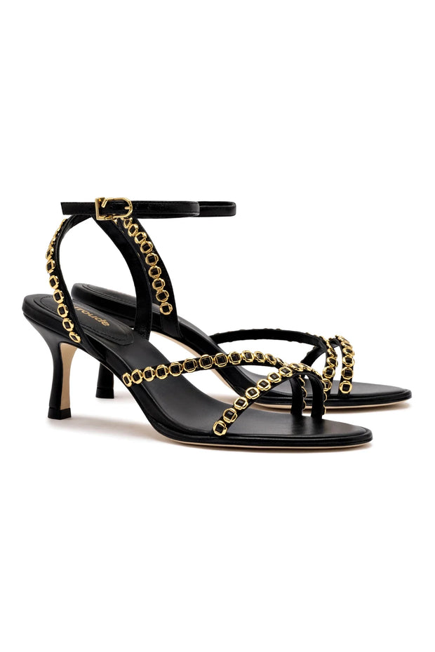 Larroude Milanina Mini Sandal In Black Leather