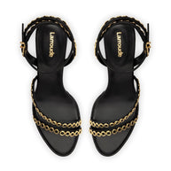 Larroude Milanina Mini Sandal In Black Leather