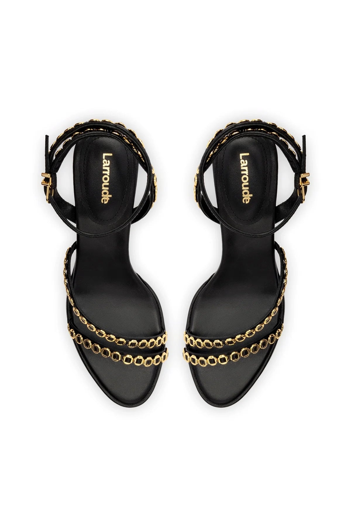 Larroude Milanina Mini Sandal In Black Leather