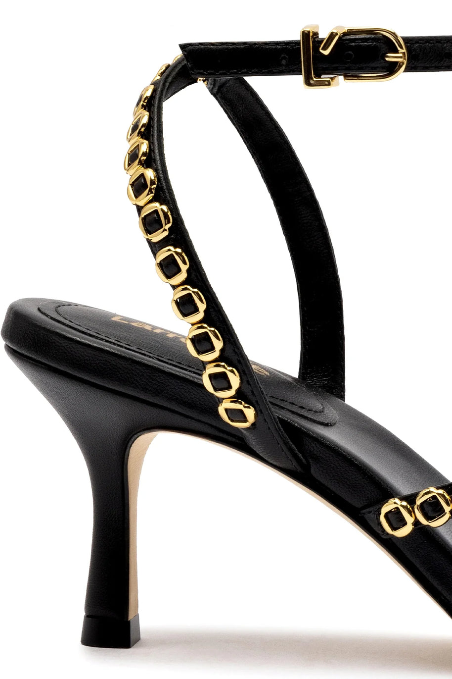 Larroude Milanina Mini Sandal In Black Leather