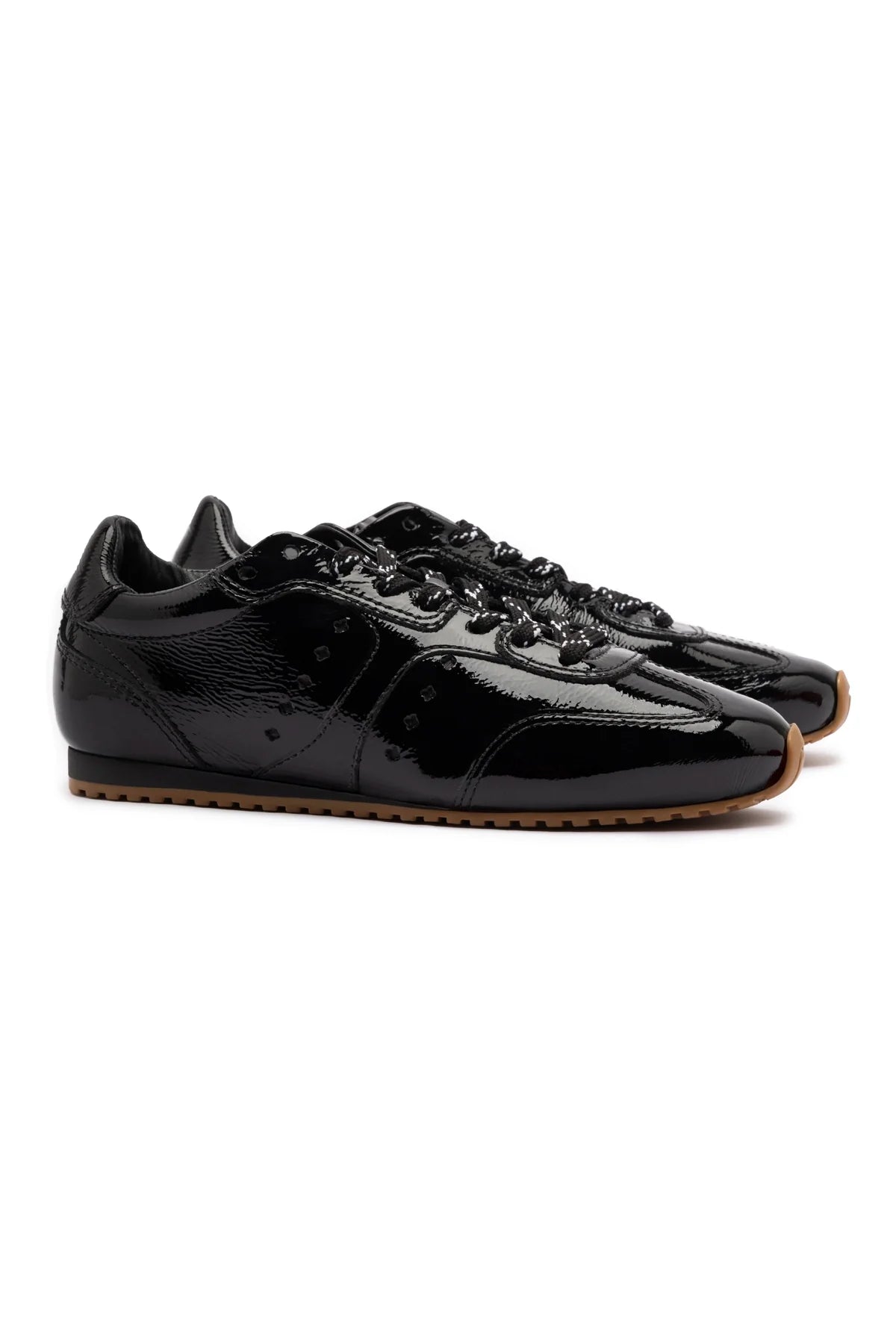 Larroude Stella Sneaker In Black Patent Leather