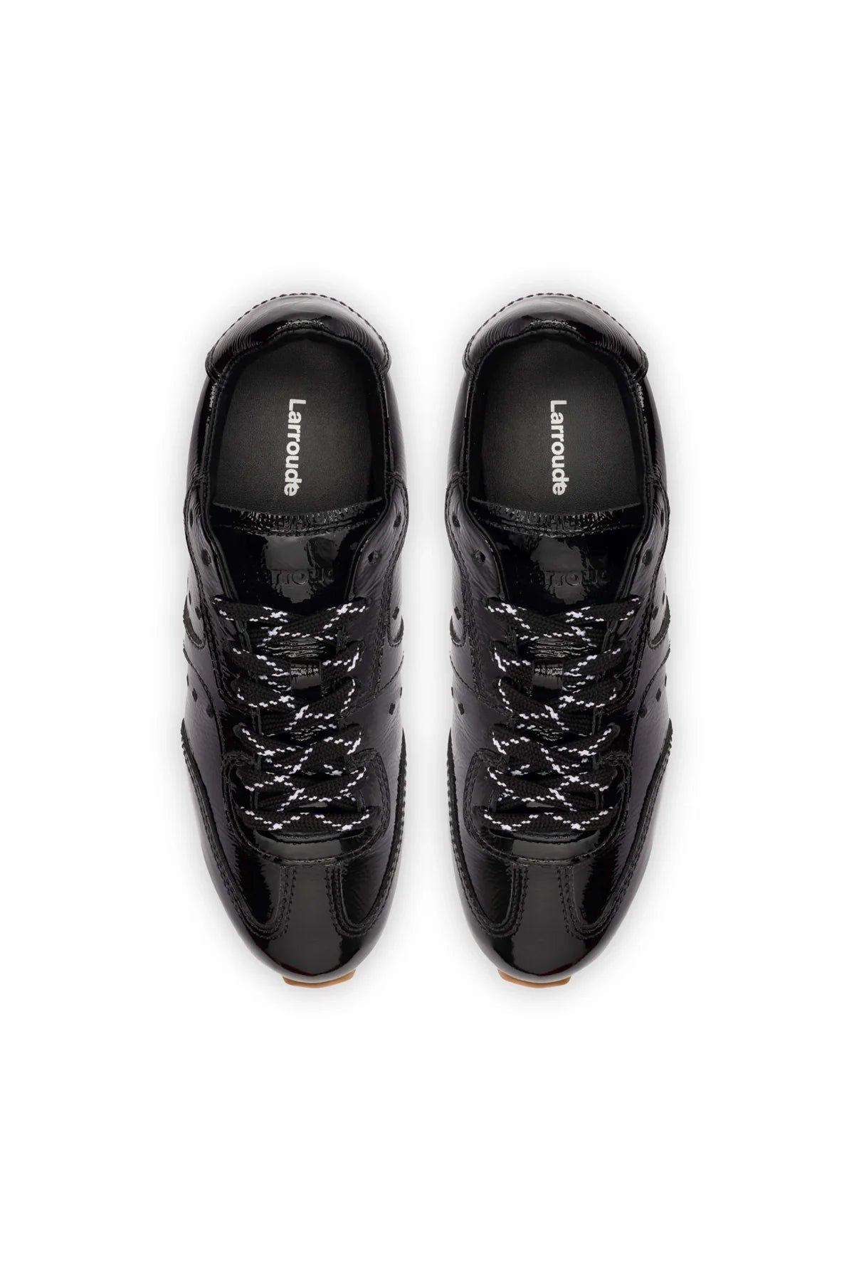 Larroude Stella Sneaker In Black Patent Leather