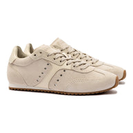 Larroude Stella Sneaker In Mushroom Grey Suede and Ivory Leather